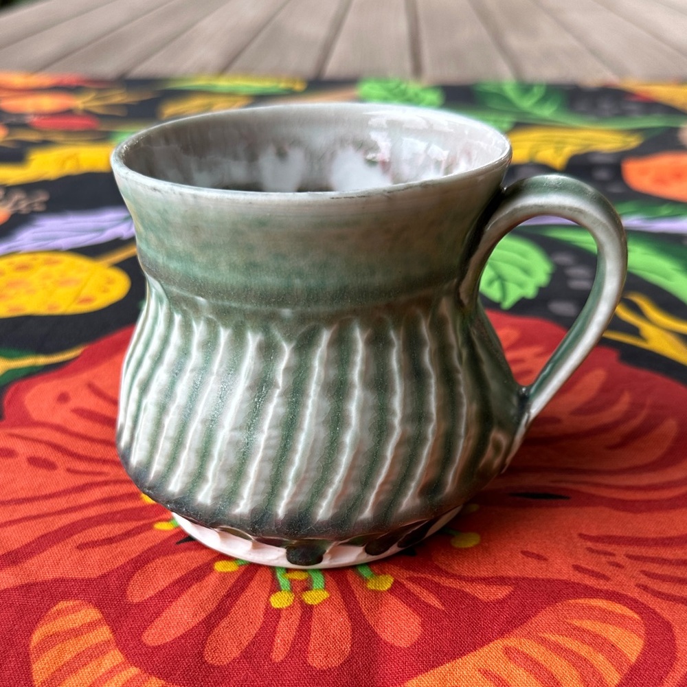 Porcelain Ceramic Jade Green Rustic Mug Large 14 ounce